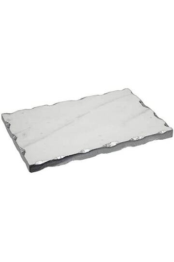 Allure - Natural White Marble Presentation Tray | 15x20cm | Silver |