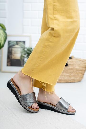 Women's Platinum Crystal Comfort Slippers