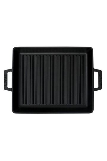 Cast iron grill pan. matte black. rectangular. 26x32cm.