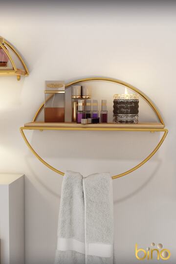 Duvar Rafı Dekoratif Mutfak Banyo Altın Elips Kitaplık