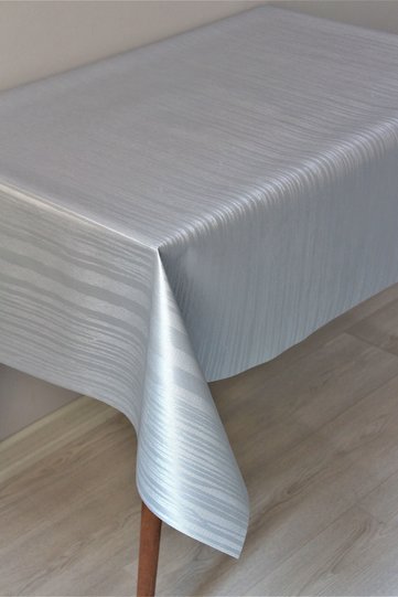 Lined Wipeable PVC Oilcloth Striped Tablecloth - 78-b1