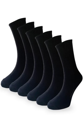 Cotton Plain Black Tennis Socks Pack of 6
