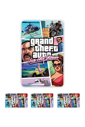 4 قطع من ملصق بطاقة Gta Vice City لتغطية البطاقة