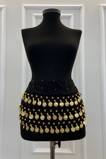 Black Shakira Belly Dancer Dance Belt with Sequin Bell Henna Play Entertainment Bridesmaid Wedding Shakira Belt