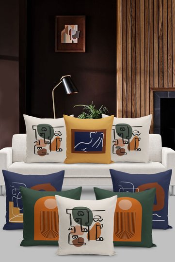 Set of 8 Cushion Covers Double-Sided Digital Print