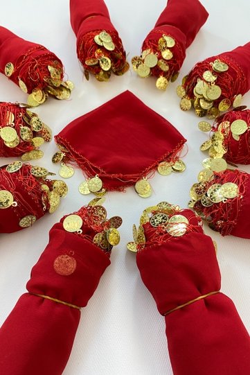 Red Chiffon Bride Groom Halay Handkerchief, Gift Handkerchief 10 Pieces, Wedding Henna Circumcision Engagement Circumcision