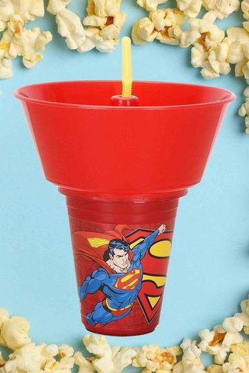 Superman Round Corn Bucket Cup with Straw
