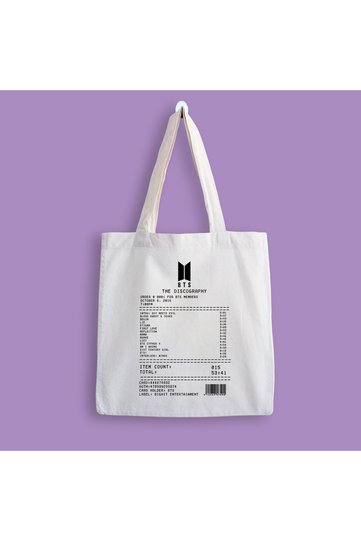 حقيبة قماش مطبوعة بإيصال ألبوم BTS