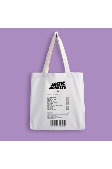 حقيبة قماش مطبوعة بإيصال ألبوم Arctic Monkeys