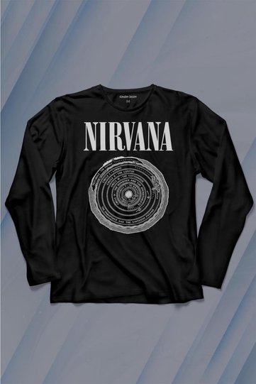 تي شيرت مطبوع عليه ألبومات Nirvana Bleach Rock Musiccircle Plak بأكمام طويلة