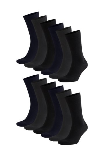 Cotton Multicolored Classic Plain Socks 12 Pack