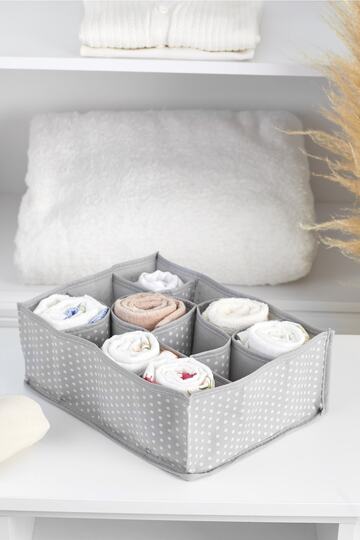 Std 12 Compartment Gray Spotted Drawer Organizer - Ddlc-122 Classic