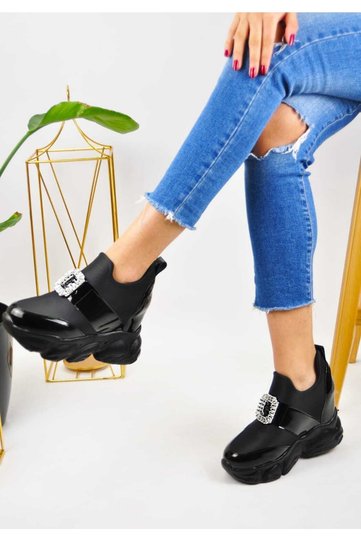 Women's Sports Shoes with Stone-Front Wedge Heels