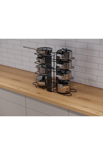 In-Cabinet Pot and Pan Organizer Rack 3 Different Uses 8-Tier Multi-Purpose Kitchen Rack