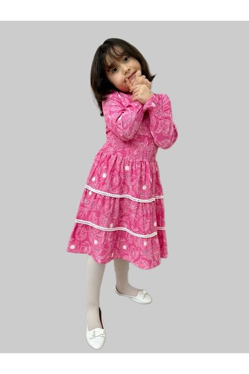 Girl's Dress/ Floral Patterned Dress/ Long Sleeve Children's Dress