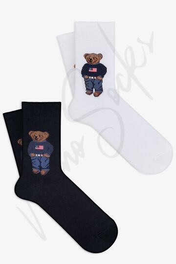 Pack of 2 Teddy Bear Patterned Socks