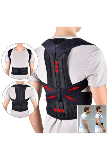 Unisex Black Upright Posture Stop Orthopedic Waist and Back Support Corset