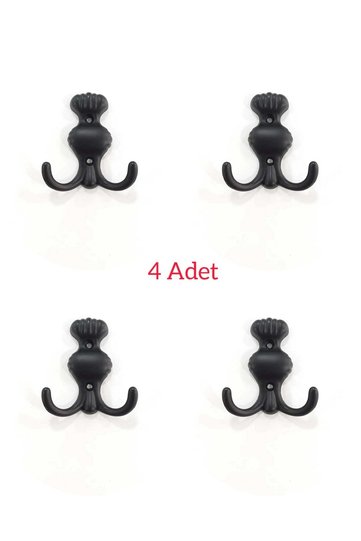 (4PCS) Striped Coat Rack Matte Black Wall Coat Rack Door Towel Rack Metal