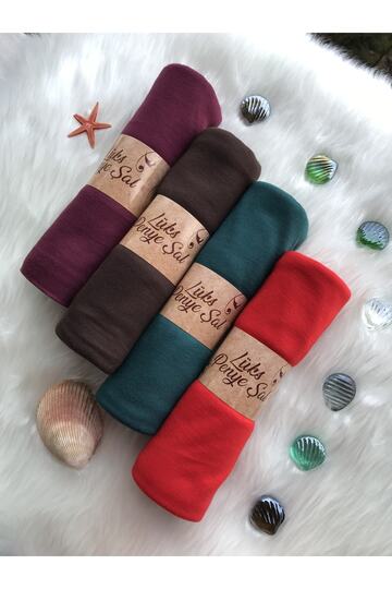 Jersey Shawl Set of 4 (WASH - LIGHT COFFEE - ZIMRUT - RED)