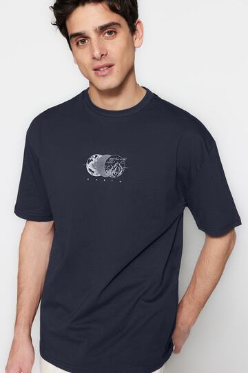 Black Oversize/Wide Cut Printed 100% Cotton T-Shirt Tmnss23Ts00261