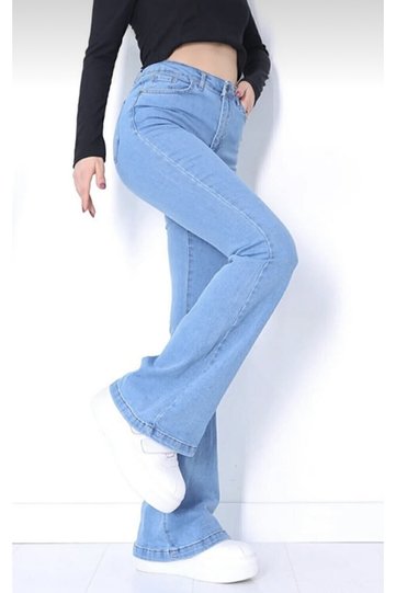 Omoda-Ice Blue Flared-Leg High-Waist Flare Jeans (Shaping Extra Comfort)