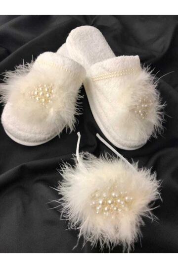 Feathered Pearl Maternity Slippers Crown Set 1083 – Maternity Set – Maternity Set