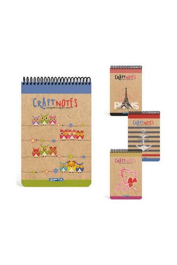 100 Yaprak A6 Craft Notes Üstten Spiralli Sert Kapak Çizgili Defter 1789