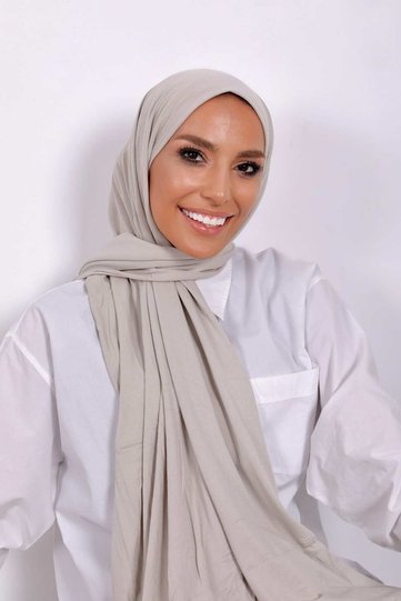 Light Beige Luxury Combed Cotton Shawl - Women's Hijab Jersey Hijab Lycra Shawl
