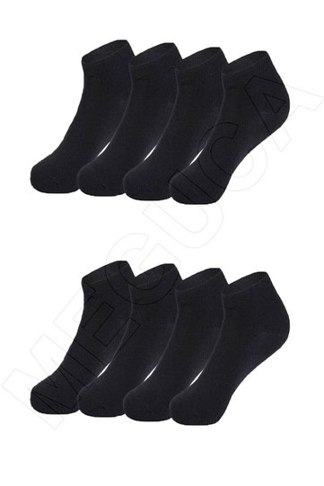 Black Cotton Ankle Length Bootie Socks 8 Pairs Economic Package