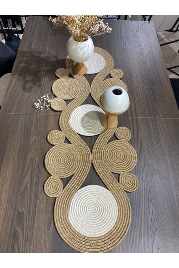 Mihenk Jute Wicker Look Runner 40x110، مفرش طاولة بتصميم خاص، عداء الجوت، الجوت