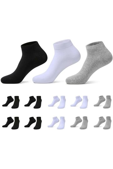 10 Pairs Economic Package Booties Socks Black-White-Grey Mixed Color