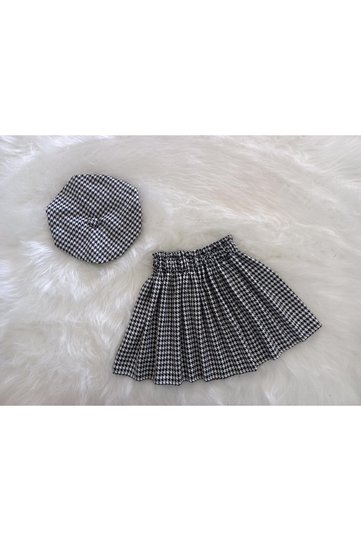 Houndstooth Pattern Paperbeg Model Skirt & Painter Cap