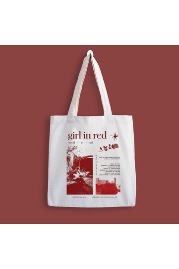 Girl in Red Printed Cloth Bag