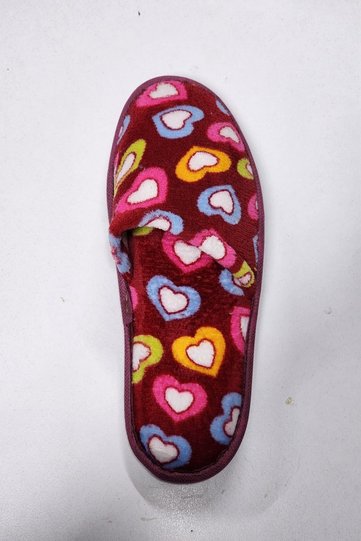 Daily Women's Burgundy Closed-Front Washable Winter Dowry Guest House Slippers with Sponge Inside 253