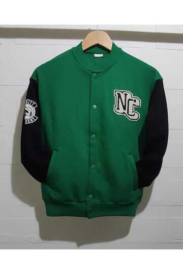 College Jacket With Snap Buttons Pockets Embroidered Printed Unisex Model