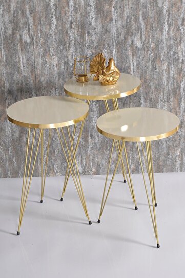 ZİGON TEL GOLD 8 · Zigon Sehpa Gold Krem Tel