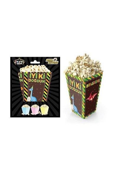 Parti Furyası Dinosaur Popcorn Box Corn Box
