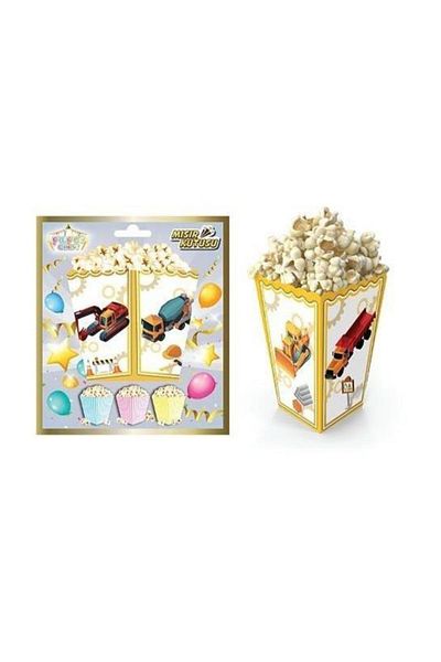 Parti Furyası Construction Themed Popcorn Box Corn Box