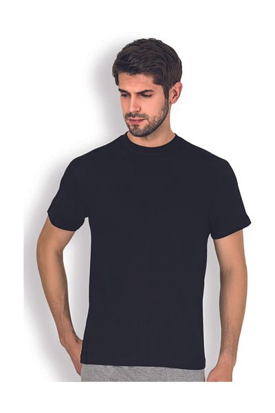 ali altun iç giyim Combed Cotton Black Men's Crew Neck 1007