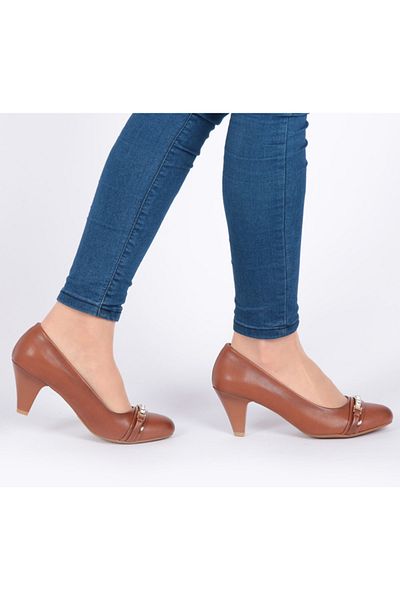 FILODONNA Кафяви класически дамски обувки на ток