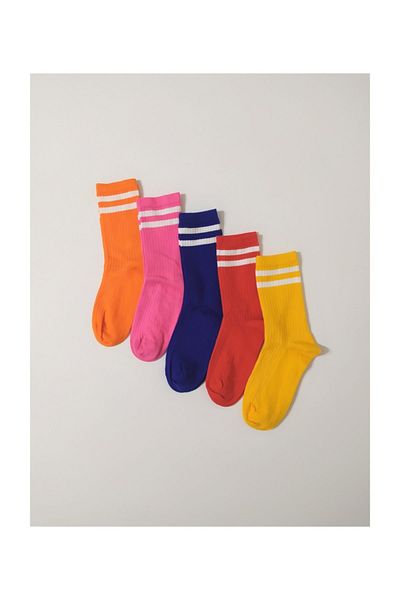 MEM SOCKS Чифт от 5 дълги раирани чорапи