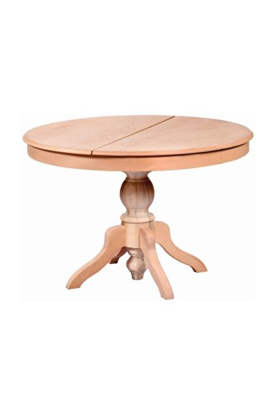 Genel Markalar 120 Cm Baba Ayaklı Yuvarlak Raylı Açılır Masa Ahşap Ham&cilasız