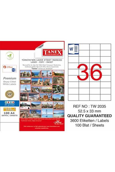 Tanex Tw-2035 Laser Label 52.5X33 mm