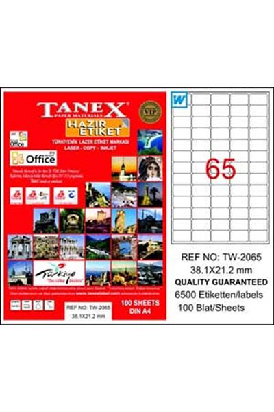 Tanex ملصق أبيض Tw-2065 مقاس 38.1 مم × 21.2 مم
