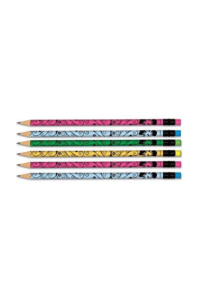 Faber Castell قلم رصاص دائري مع ممحاة زهور 6 عبوات (5244119400)