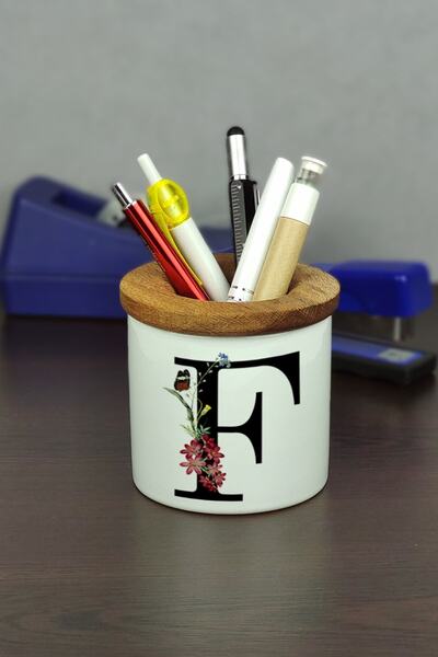 Hediyelen Suport pentru stilou din ceramică cu litera F