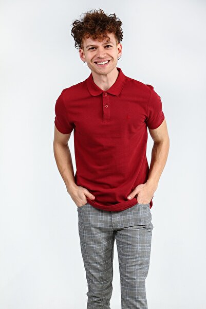 Collezione Ανδρικό μπλουζάκι με κανονικό γιακά πόλο μπορντό