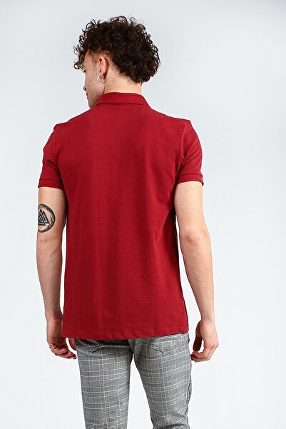 Collezione Ανδρικό μπλουζάκι με κανονικό γιακά πόλο μπορντό