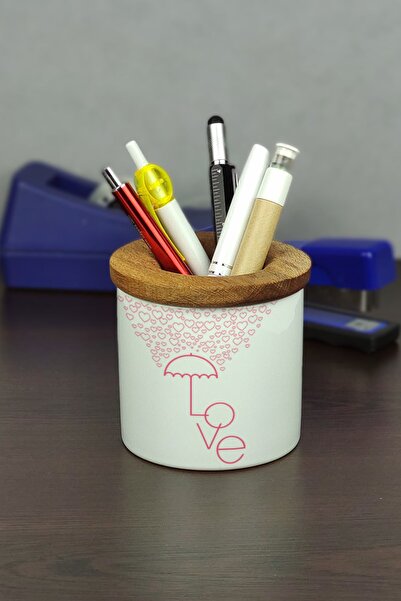 Hediyelen حامل قلم سيراميك بتصميم مظلة الحب