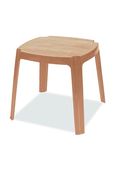 Papatya Royal Plastik Sehpa Teak 48x48x43 cm - İstiflenebilir, UV Korumalı